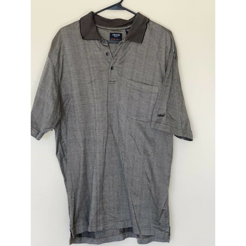 IZOD Golf Polo Shirt Men's Size Large Brown 100%‎ Cotton Cool-FX Short Sleeve